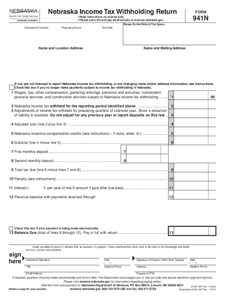 941N Nebraska Income Tax Withholding Return Fill Out And 