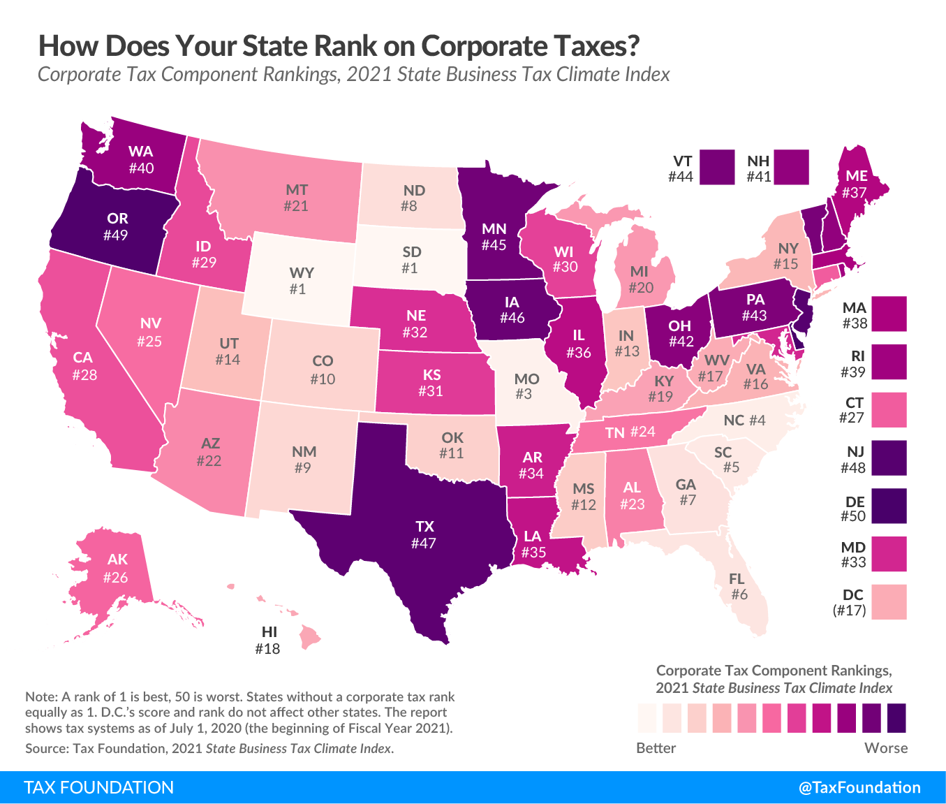 Ranking Corporate Income Taxes On The 2021 State Business 