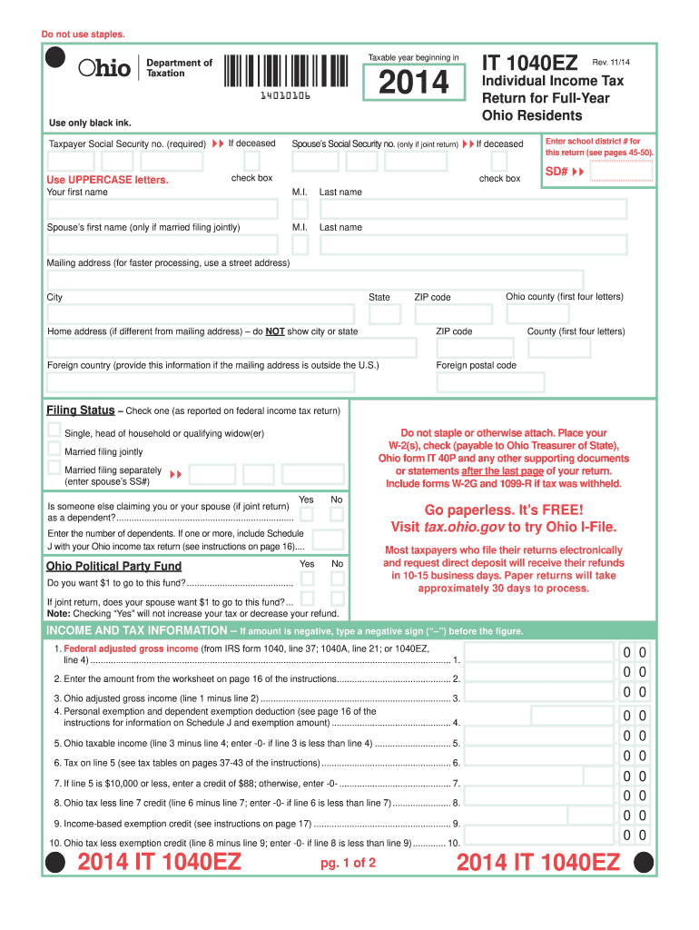 State Of Ohio Tax Forms Fill Out And Sign Printable PDF